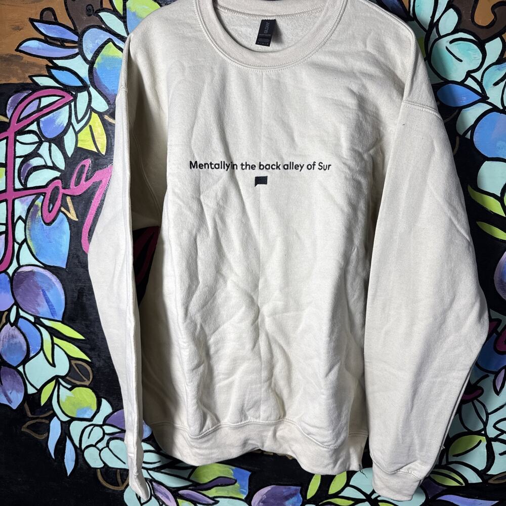 Mentally In The Back Alley Of Sur Sweatshirt, Medium, Beige